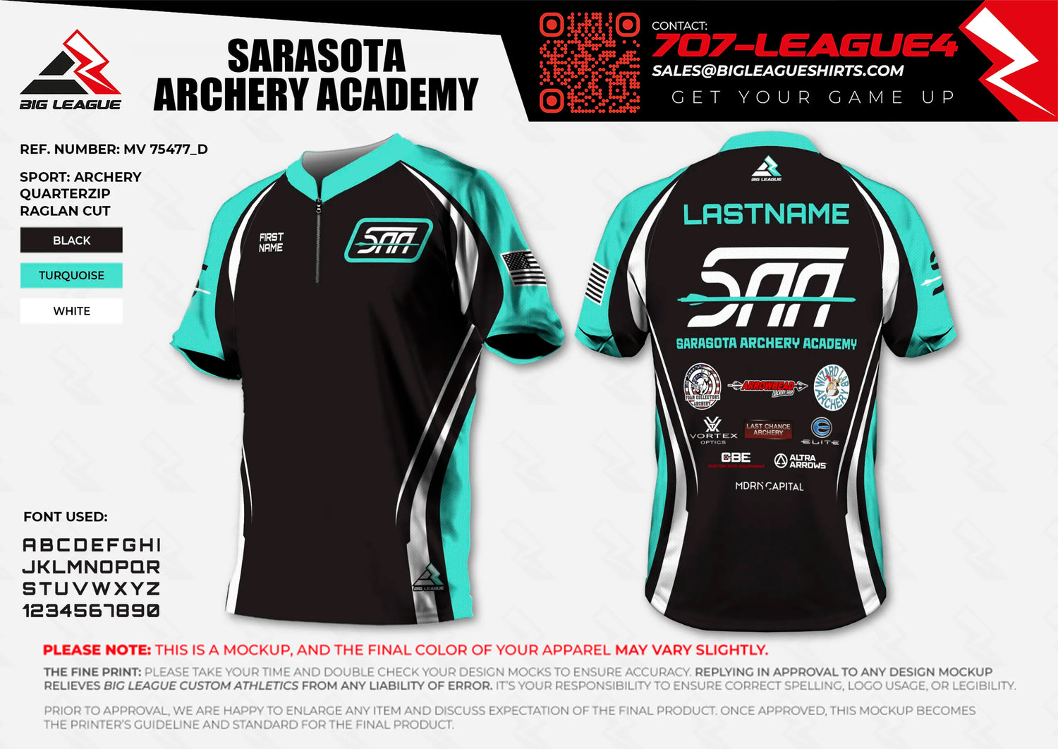 1/4 zip jersey / black-turquoise