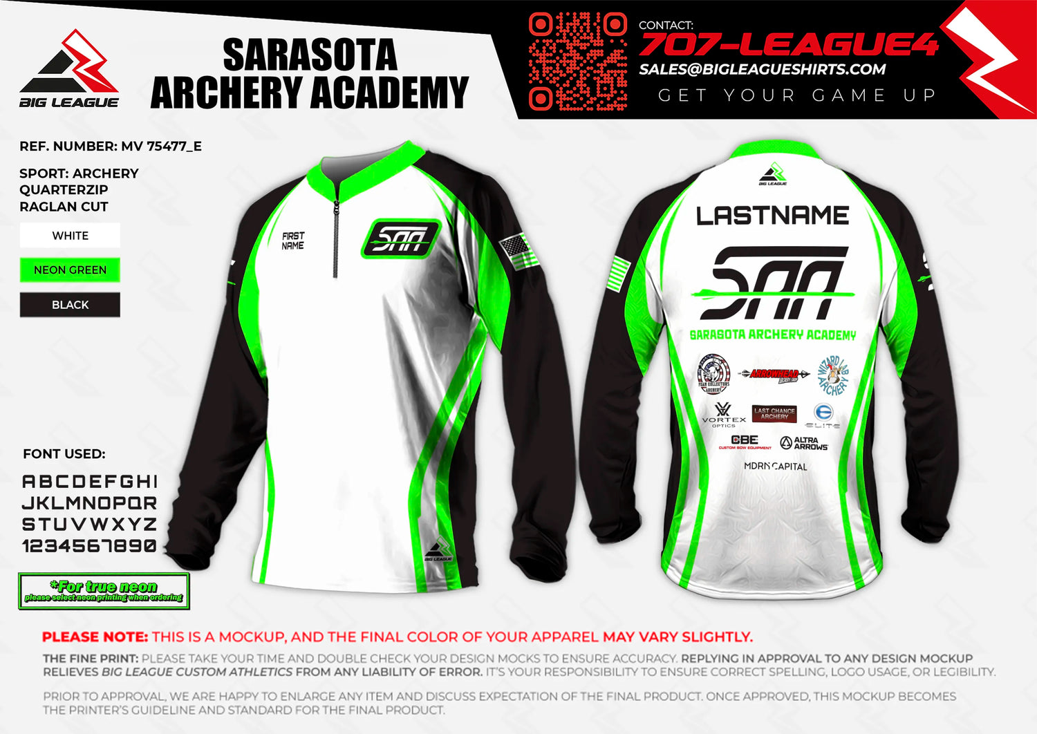 1/4 zip long sleeve jersey / white-neon