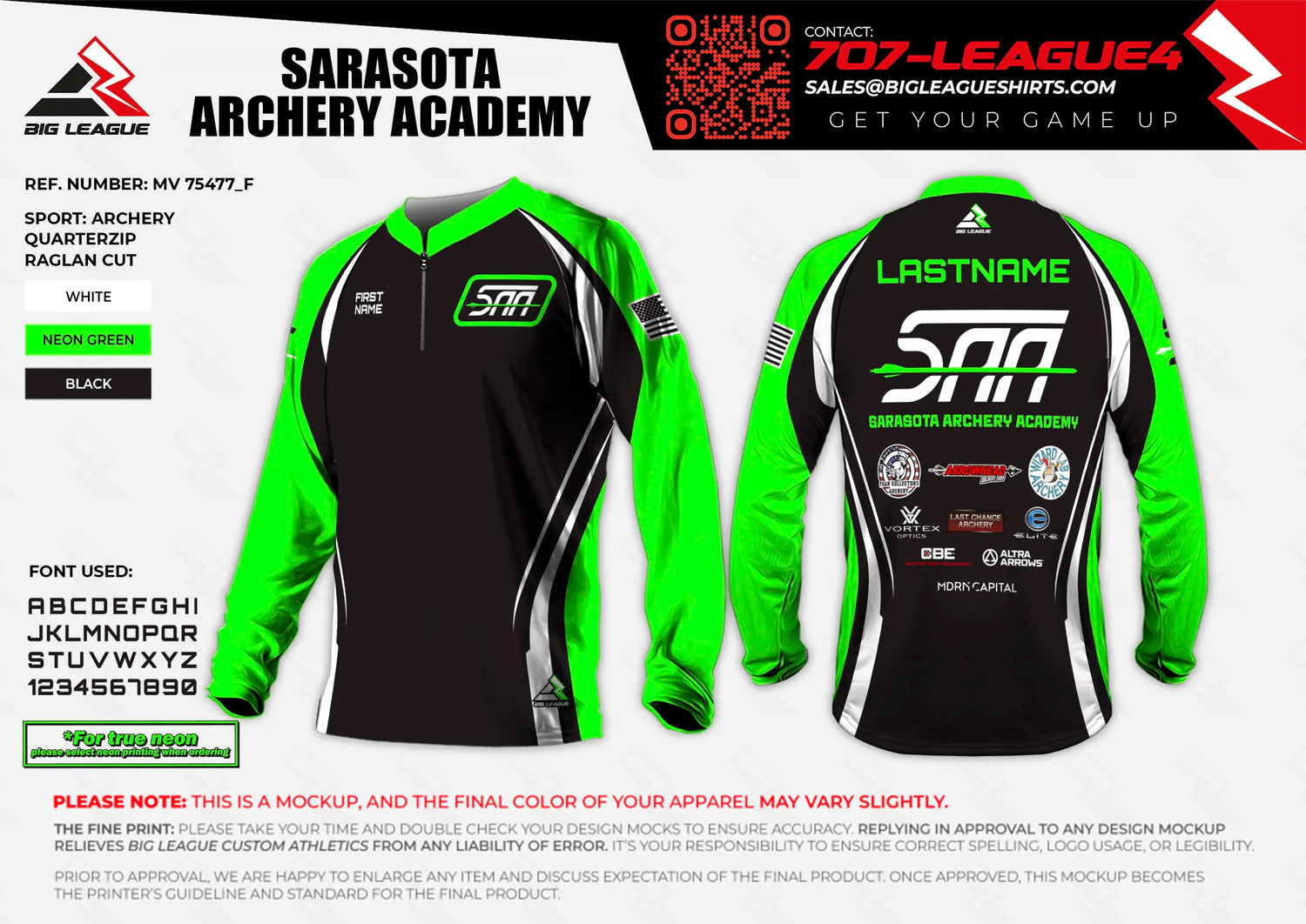 1/4 zip long sleeve jersey / black-neon
