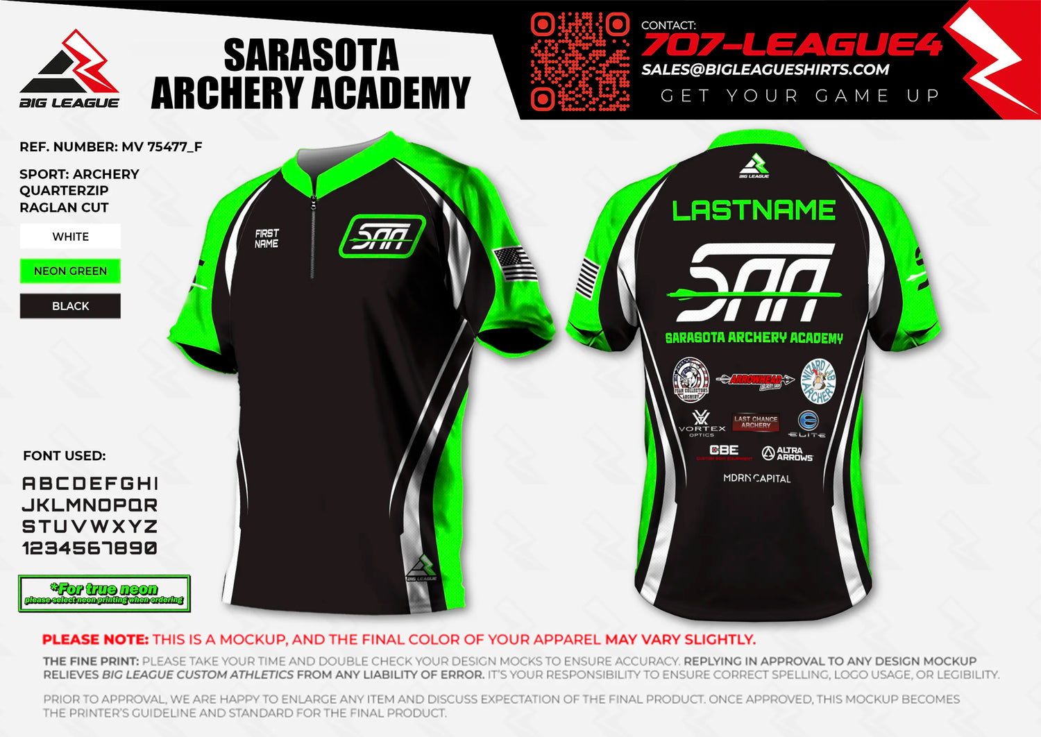 1/4 zip jersey / black-neon