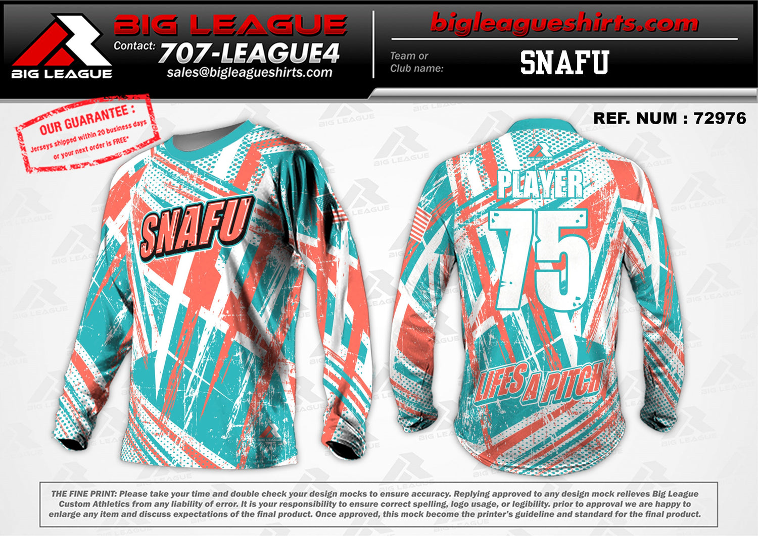 Long Sleeve / White-Orange-Cyan