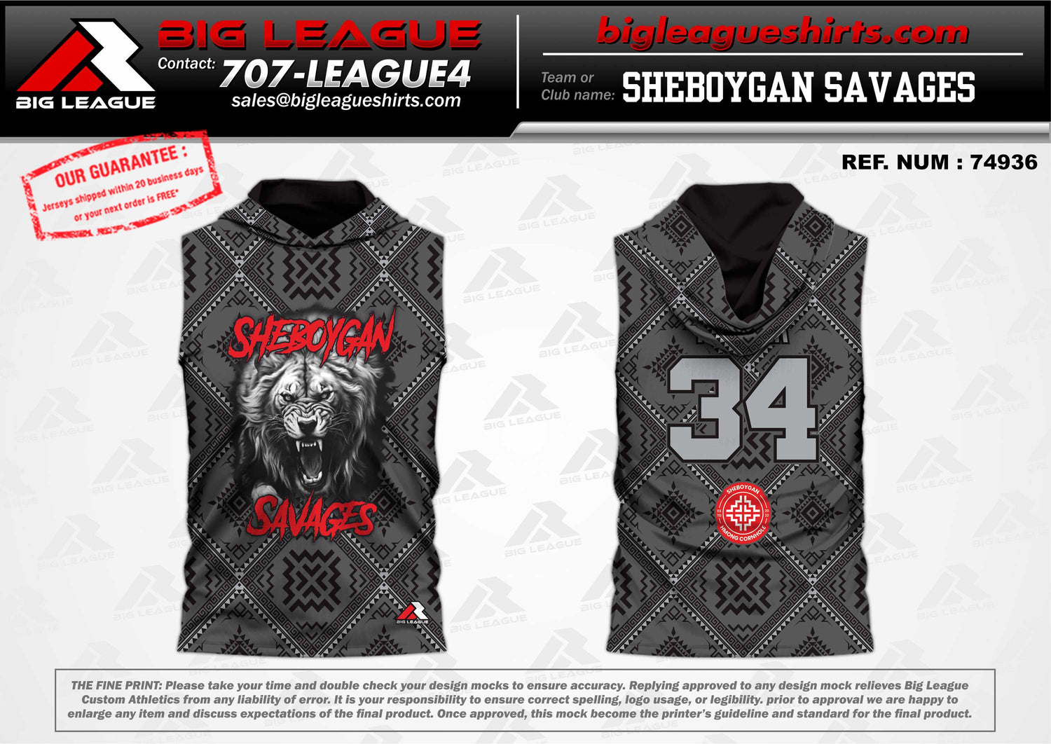 Sleeveless Jersey with Hood / Sheboygan Savages