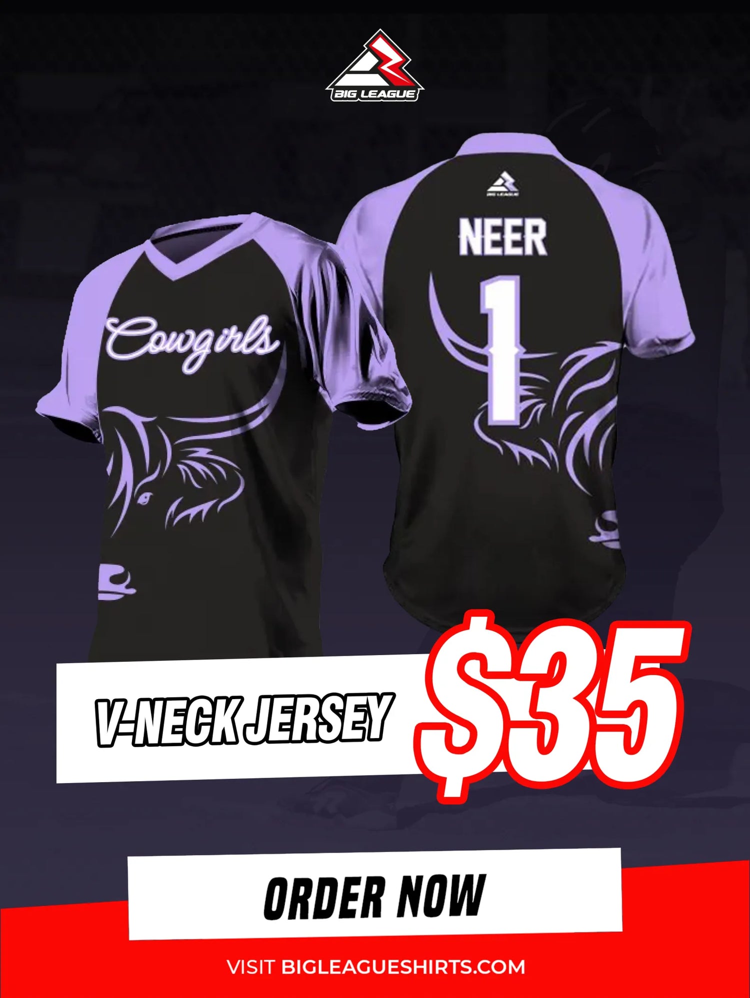 V-Neck Jersey / Purple - Black