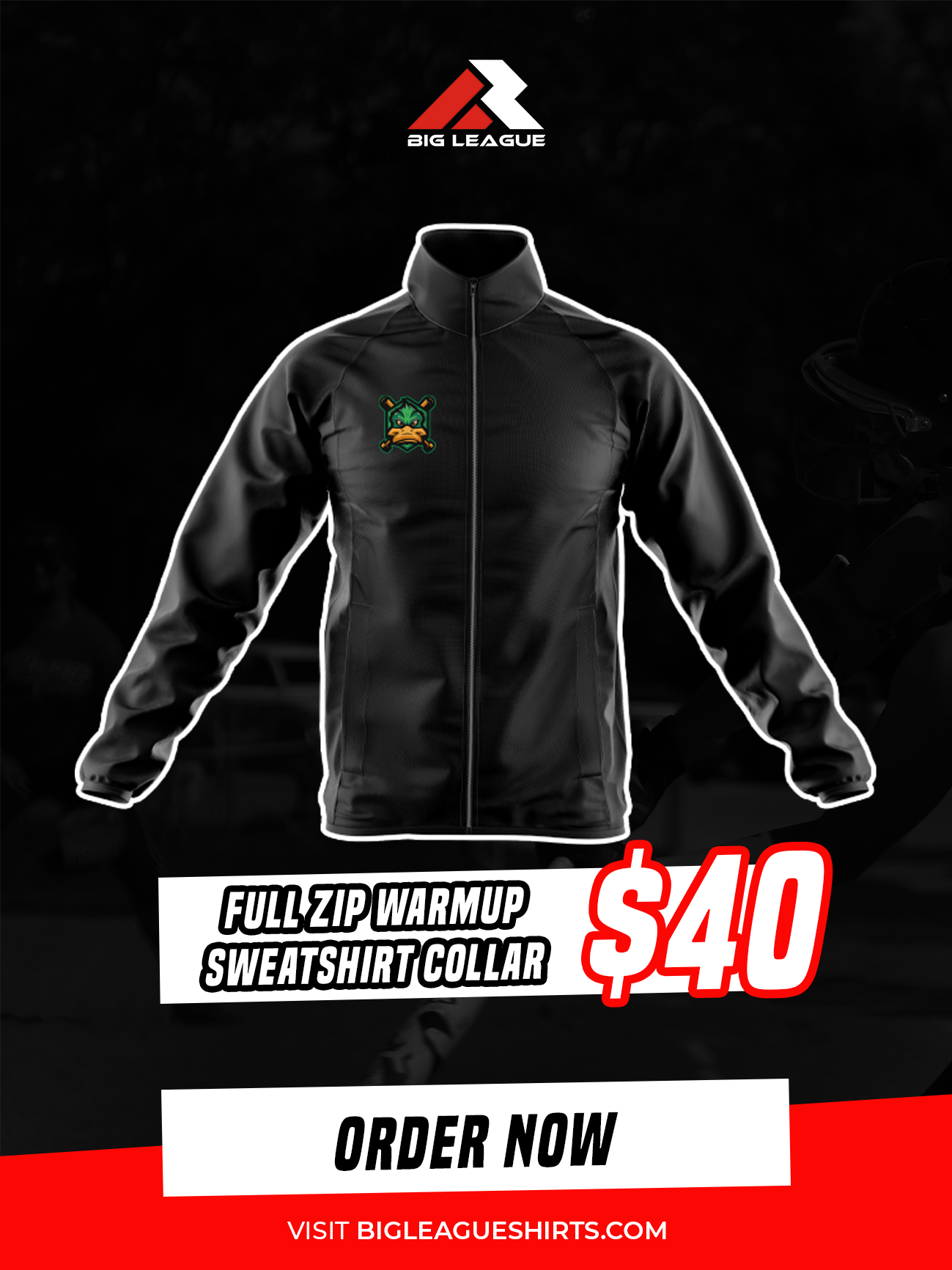 Full Zip Warmup Sweatshirt Collar / Black