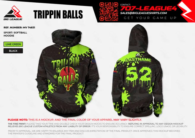 Hoodie / Lime Green Black