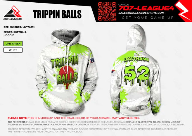Hoodie / Lime Green White