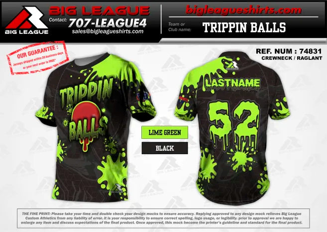 Crew Neck / Lime Green Black