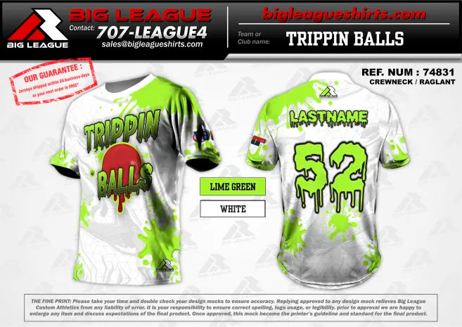 Crew Neck / Lime Green White