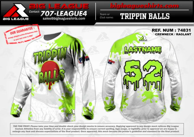 Long Sleeve / Lime Green White