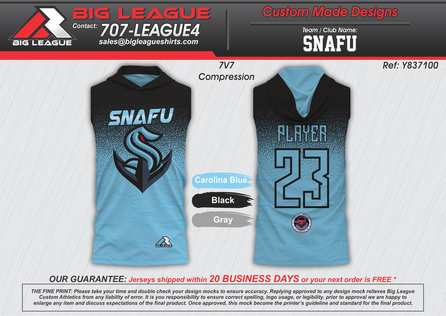 Sleeveless with Hood / Blue Black