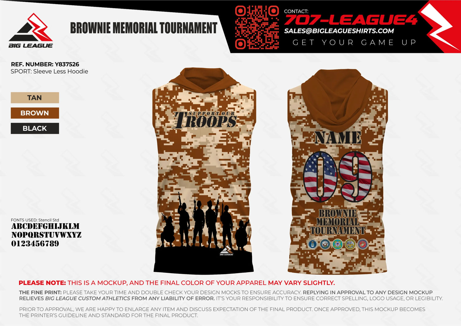 Sleeveless Hoodie / Tan-Brown
