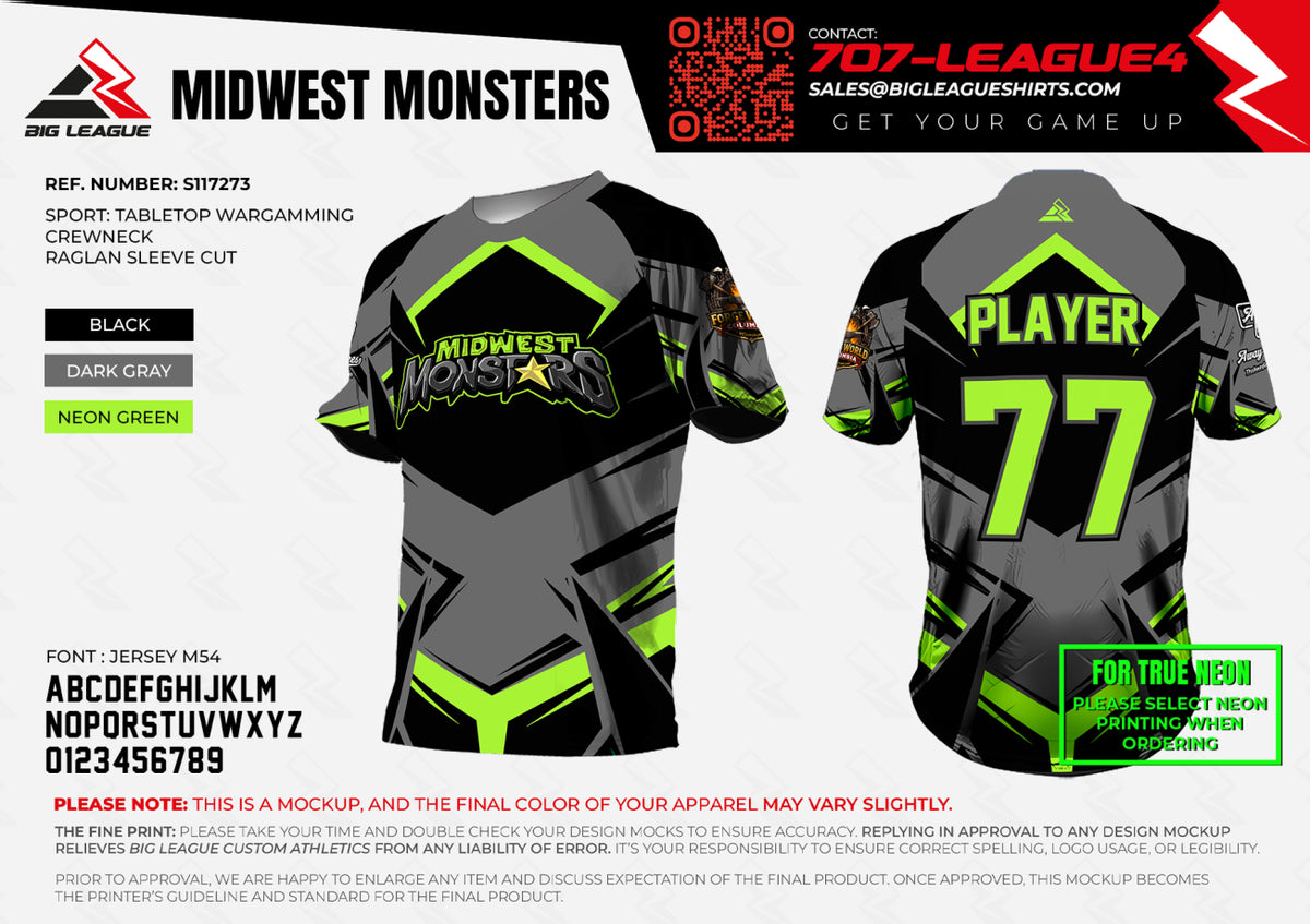 Crew Neck / Dark Grey / Neon Green