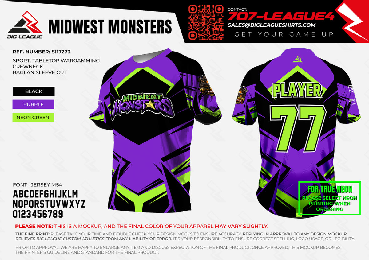Crew Neck / Purple / Neon Green