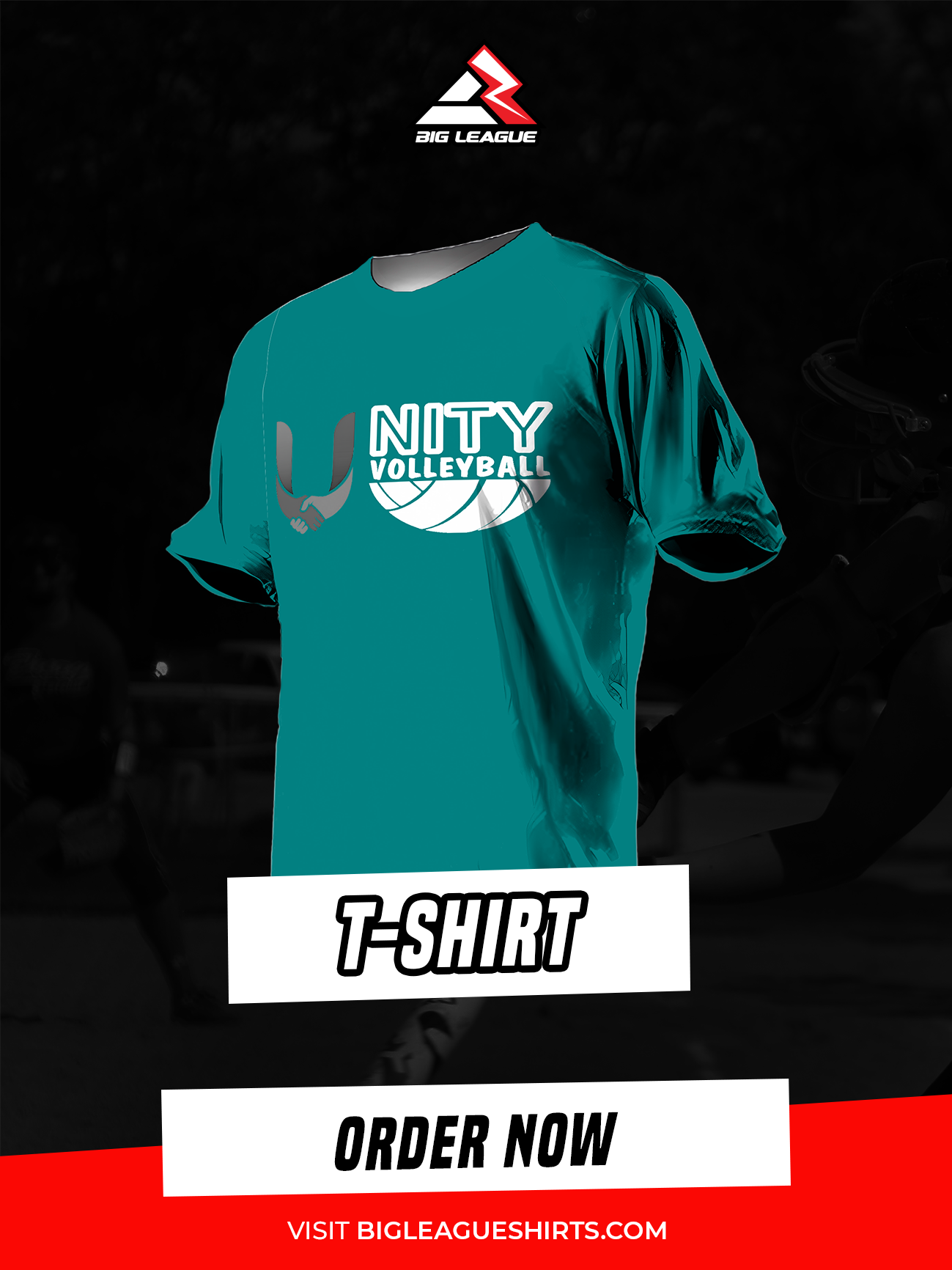 T-Shirt / Teal White
