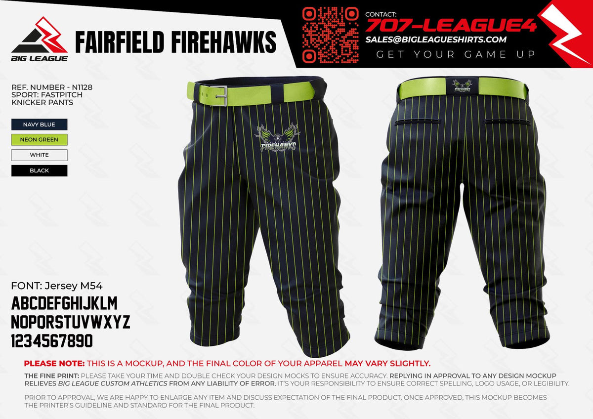 Team Uniform Girls Fastpitch Knicker Pants / Pinstripe