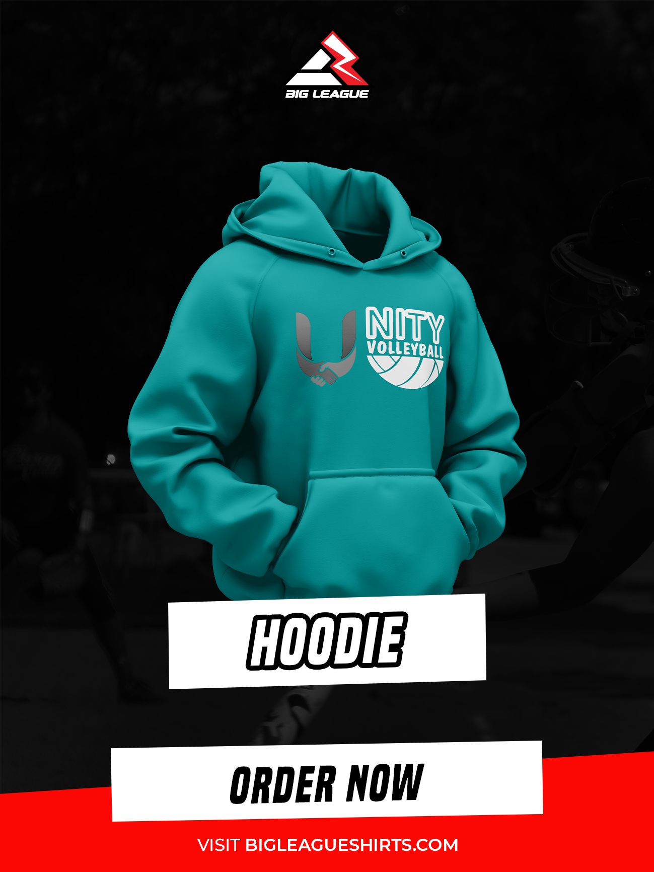 Hoodie / Teal White