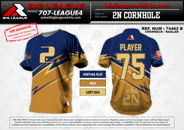 Crew Neck / Montana Blue/ Gold/ Light Gold