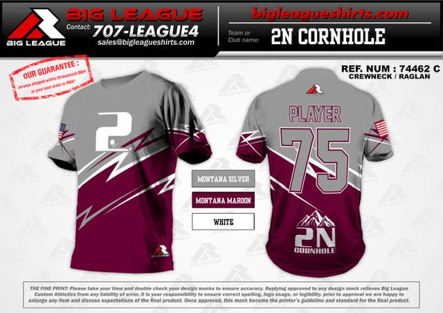 Crew Neck / Montana Silver/ Montana Maroon/White