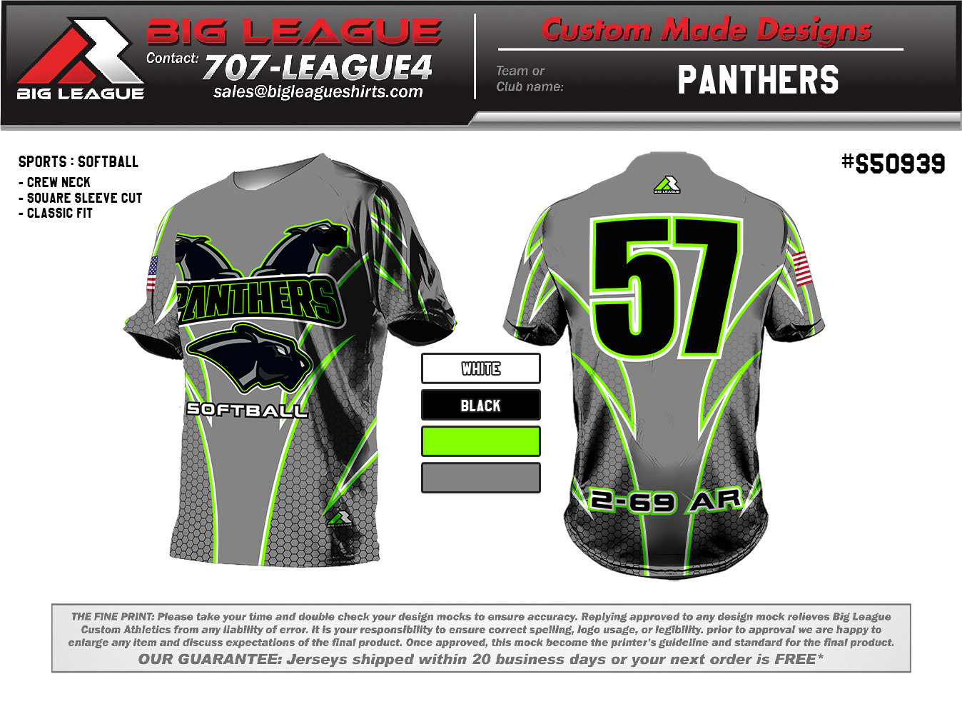 Panthers - Crew Neck - Black/Grey