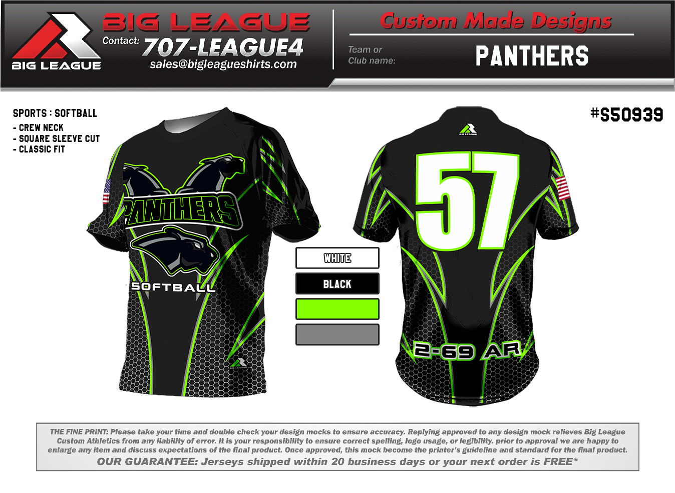 Panthers - Crew Neck - White/Black