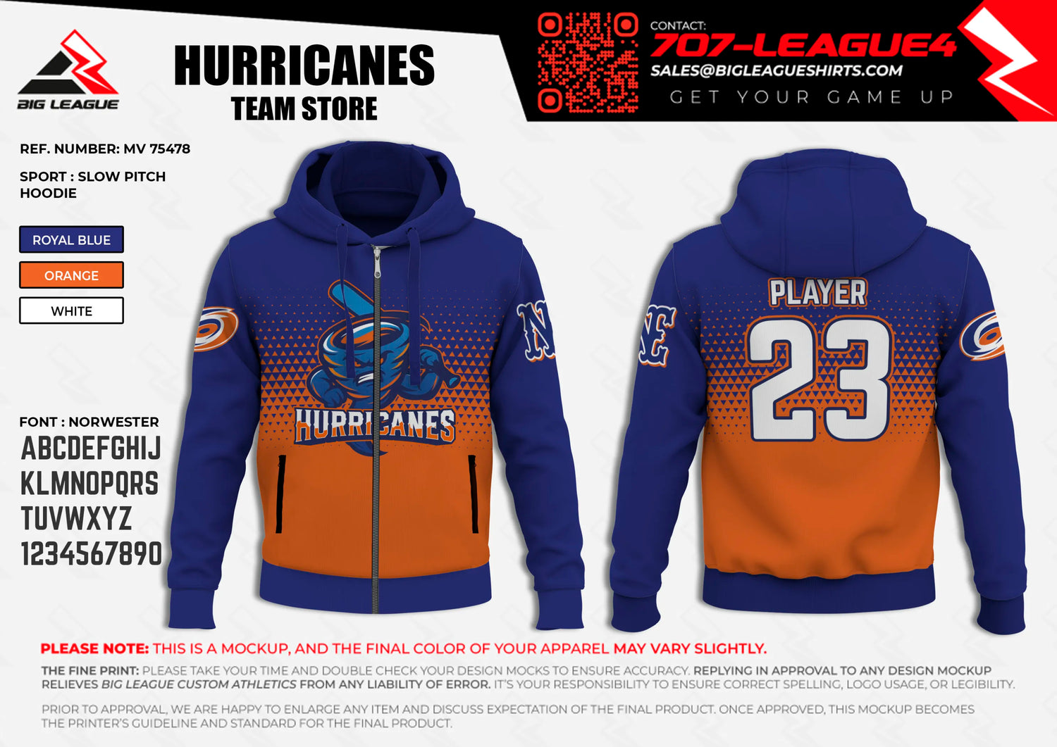 Hoodie / Orange - Blue