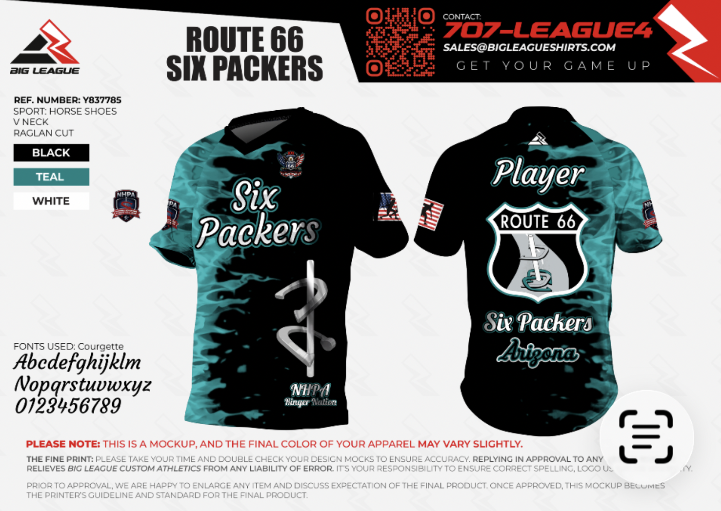 Crew Neck / Black & Teal