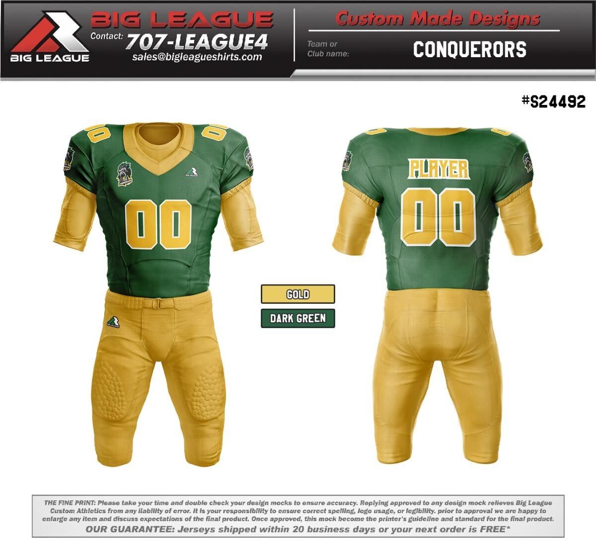 Football uniforms/Gold+Dark green