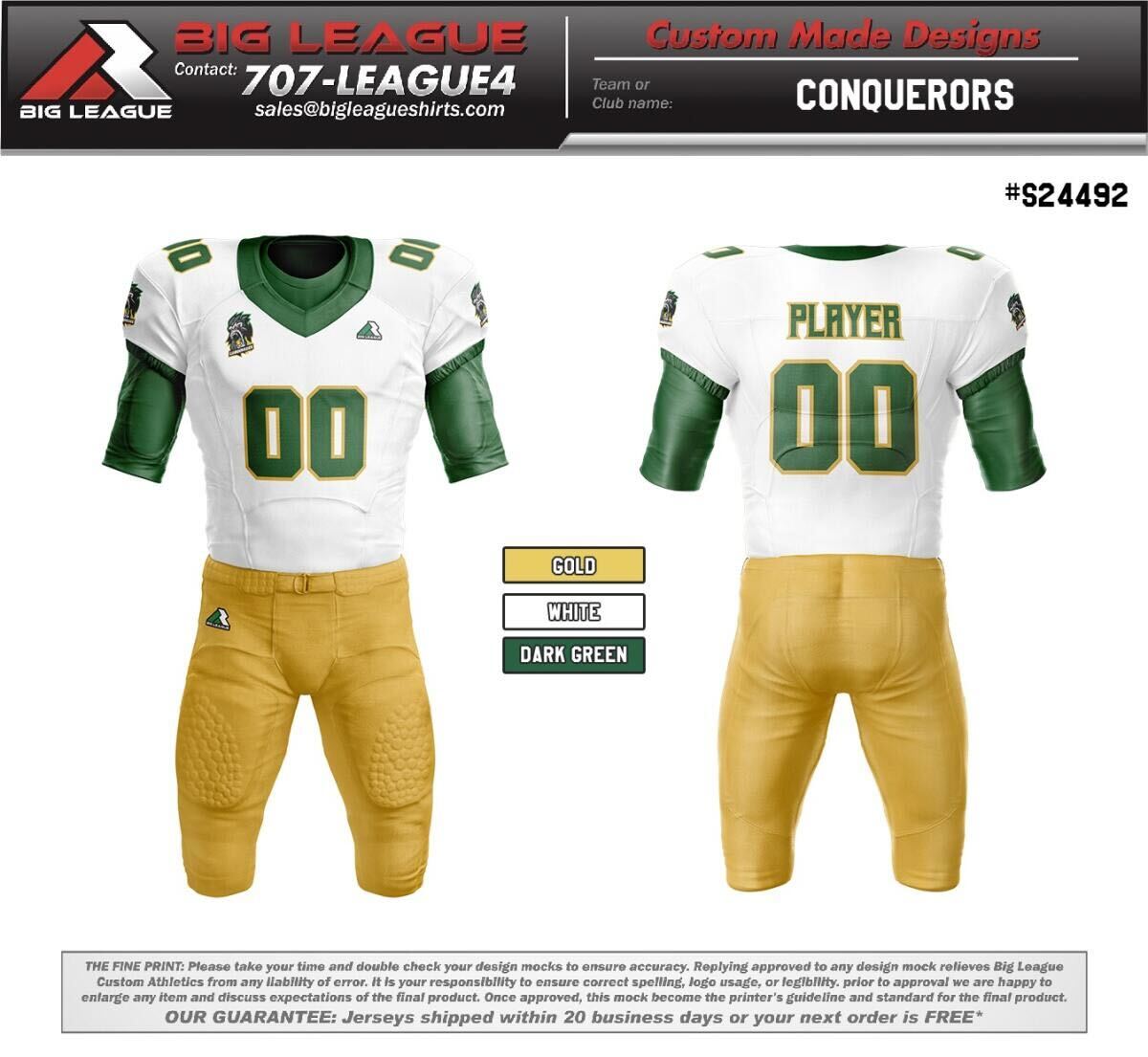 Football uniforms/Gold+White+Dark green