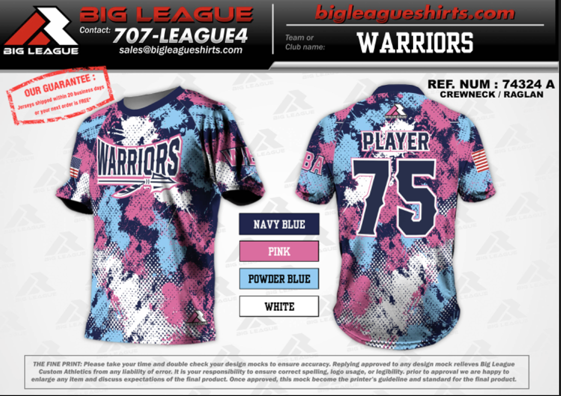 Pink w/ Blue -- Crew Neck Jersey