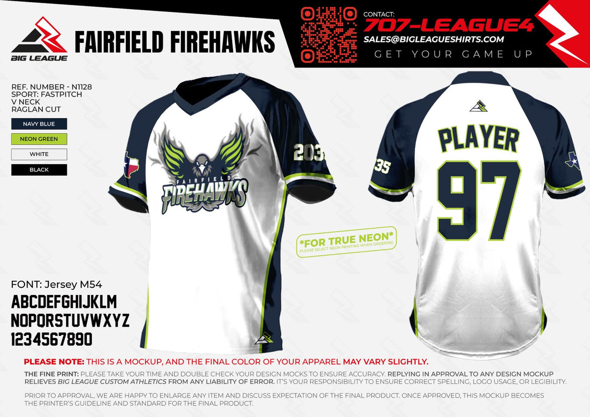 Team Uniform Girls Fastpitch V-Neck / White