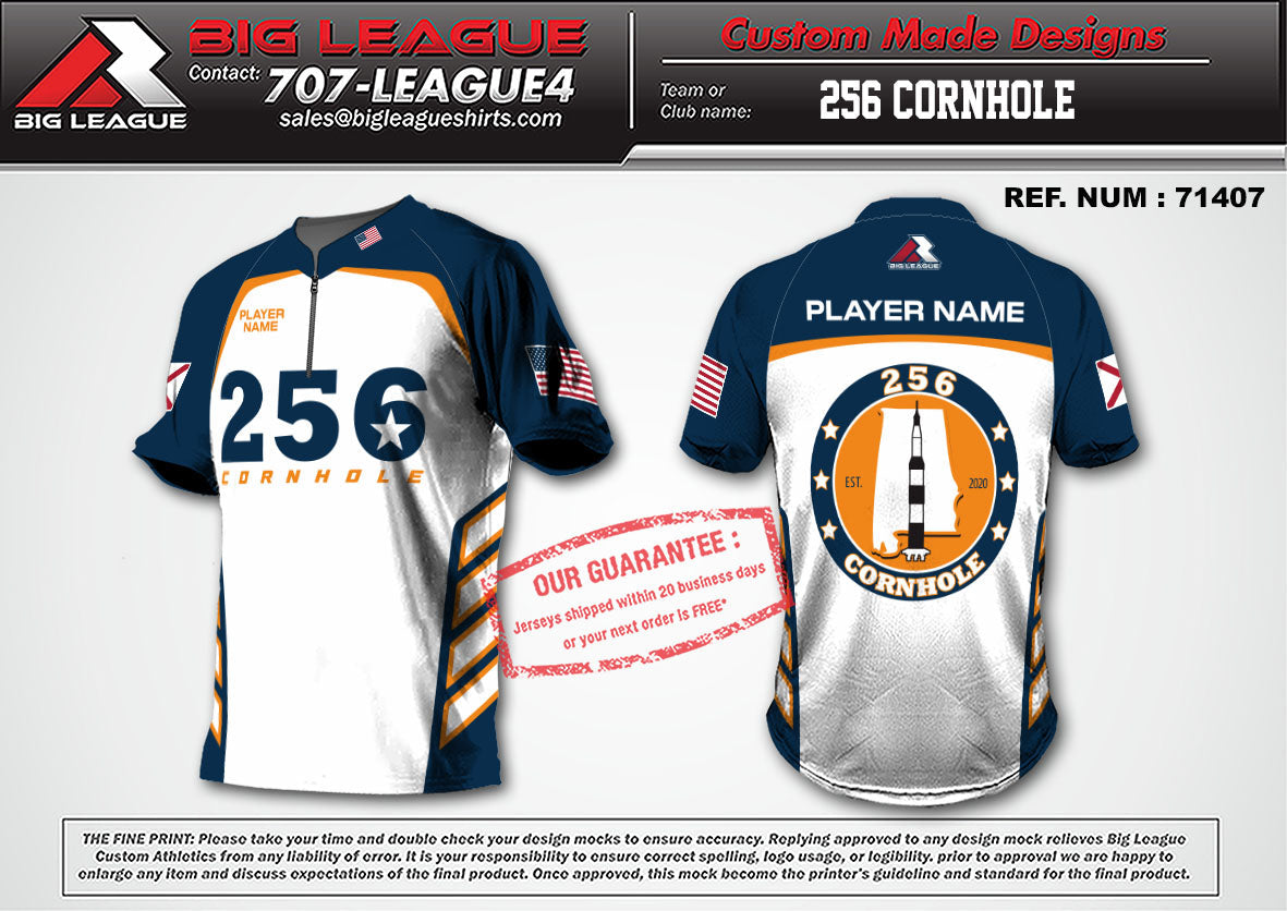 Quarter Zip / White / Navy / Orange