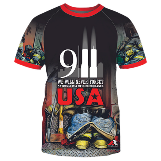 CubeBik Fdny Never Forget 9/11 20th Anniversary T-Shirt - 9/11 Memorial Print on Back T-Shirt