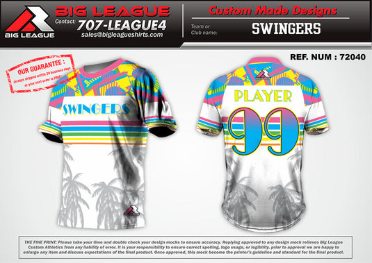 Big League Shirts Swingers - White - Softball