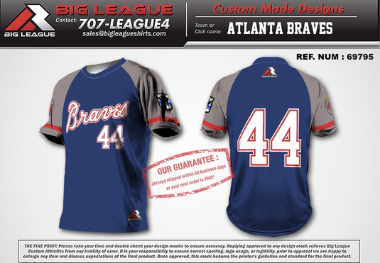 Custom Atlanta Braves Men's Red Roster Name & Number T-Shirt 